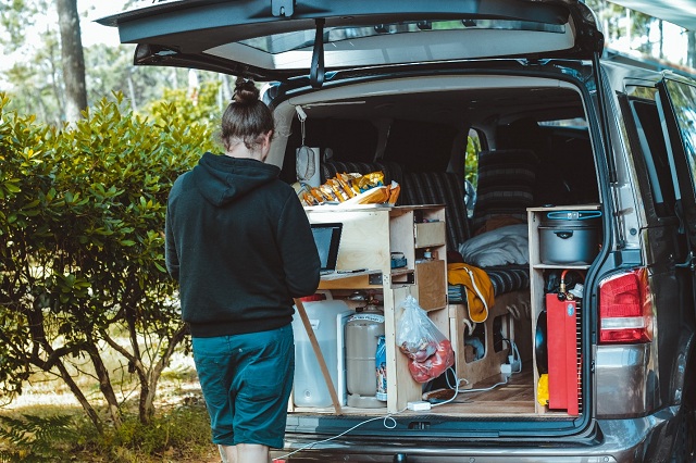 Camping storage compartments